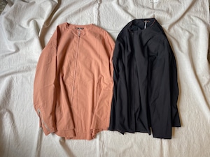 roundabout / L/S Full-Zip No Collar Shirt