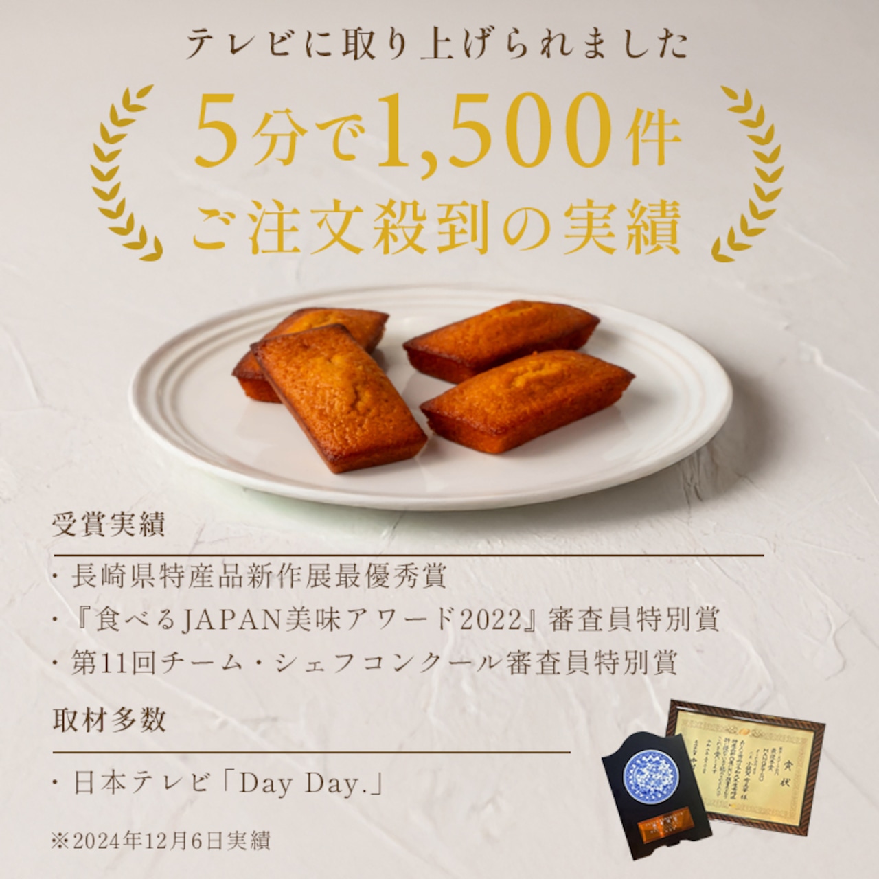 キャラメルフィナンシェ箱入り(12個)