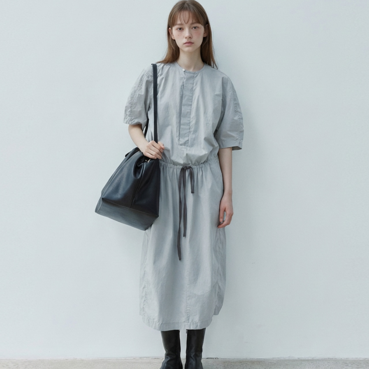 Drawstring Midi shirt Dress T4320