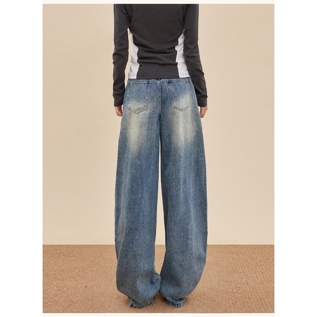 レイヤードウエストデザインデニムパンツ   R01362