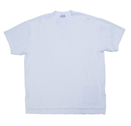 CABLE KNIT TEE / WHITE