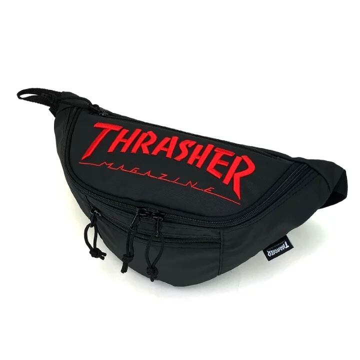 THRASHER (スラッシャー) ウエストバッグ ショルダー 防水 ブラック/レッド THR-145