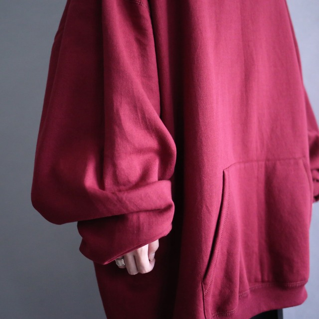 wine red over silhouette over size sweat parka