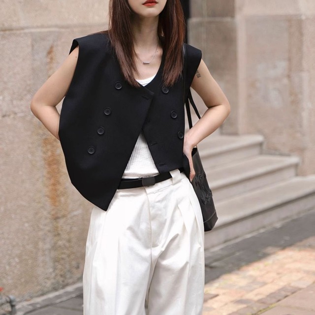 Double Breasted Cropped Jacket 00688