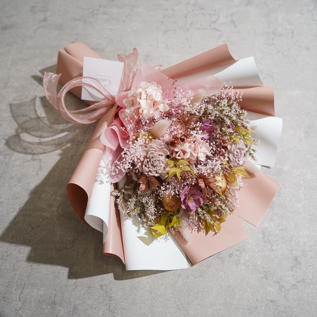 ドライフラワーの花束 Mサイズ ライトピンク M-462≪限定１点≫