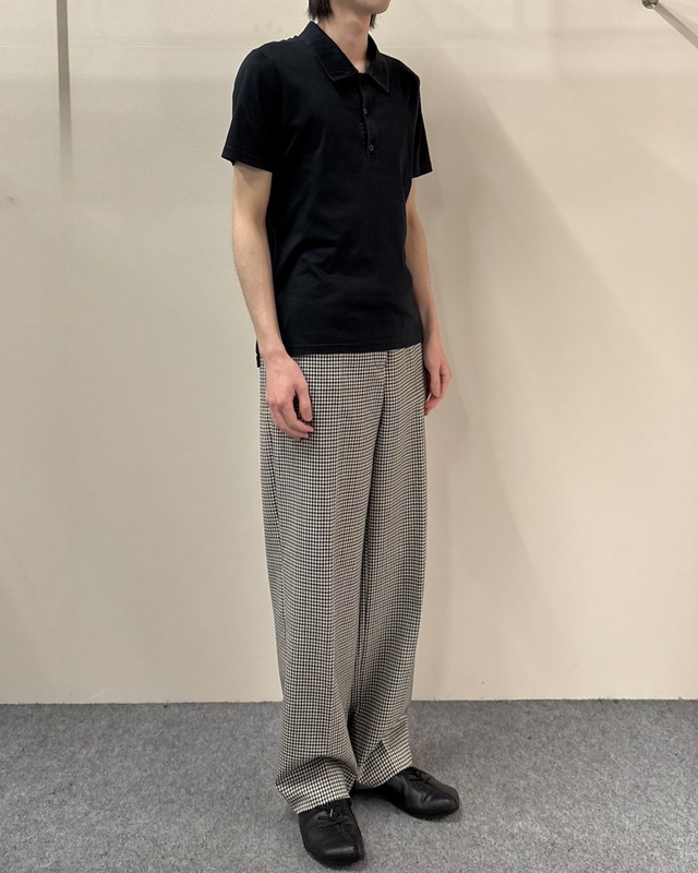 【2022s MIUMIU】check straight trousers with elastic belt