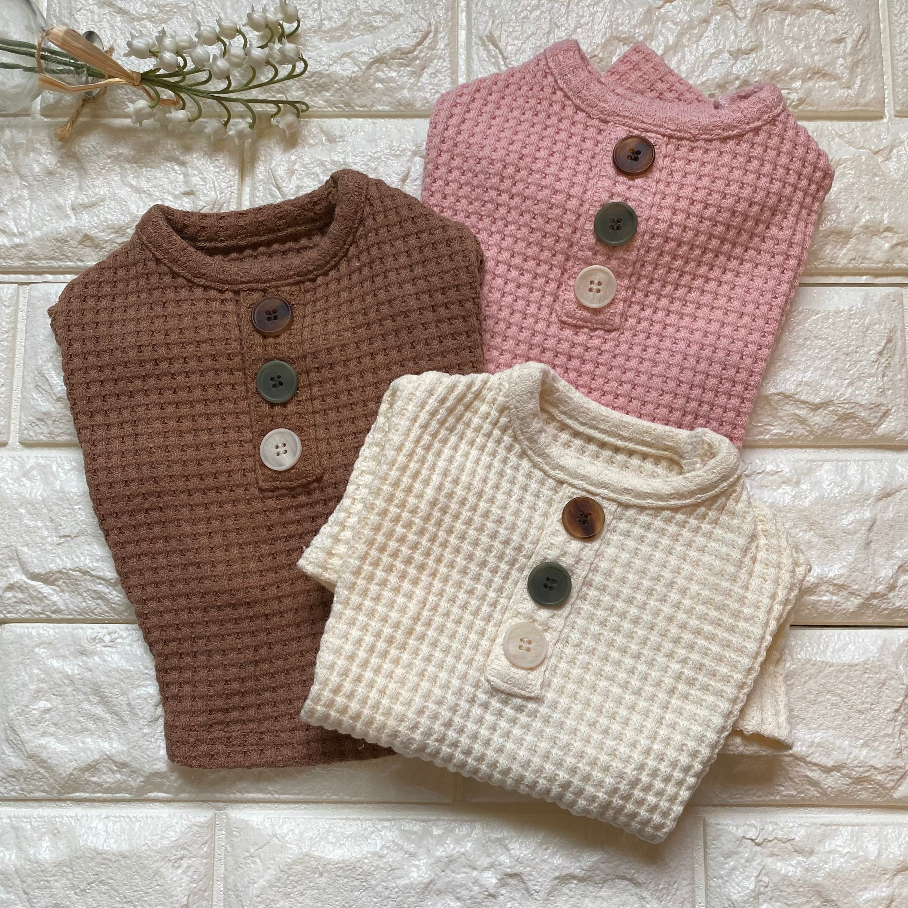 big button t-shirt  S ~ XL 3color  /  犬服 秋冬 新作 シンプル ニット ドッグウェア ストレッチ 長袖 トップス b22