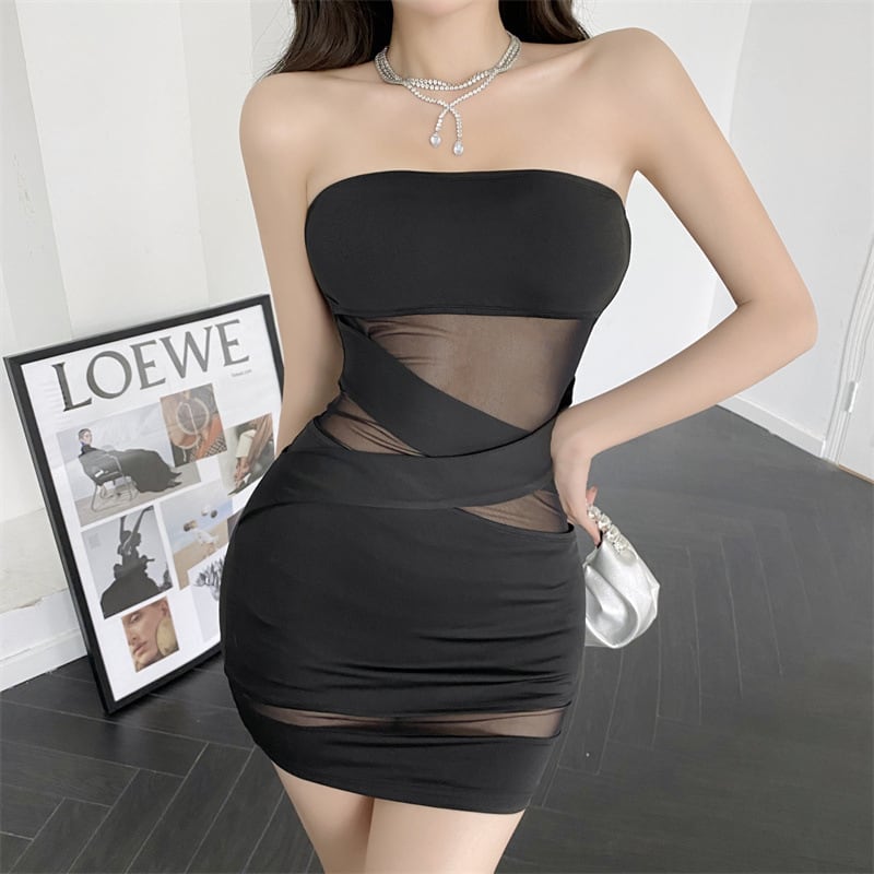 ミニドレス キャバドレス 新作 セクシー 透け感 肌見せ かわいい MY2-EMK9898