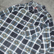 cotton light flannel check shirt blue
