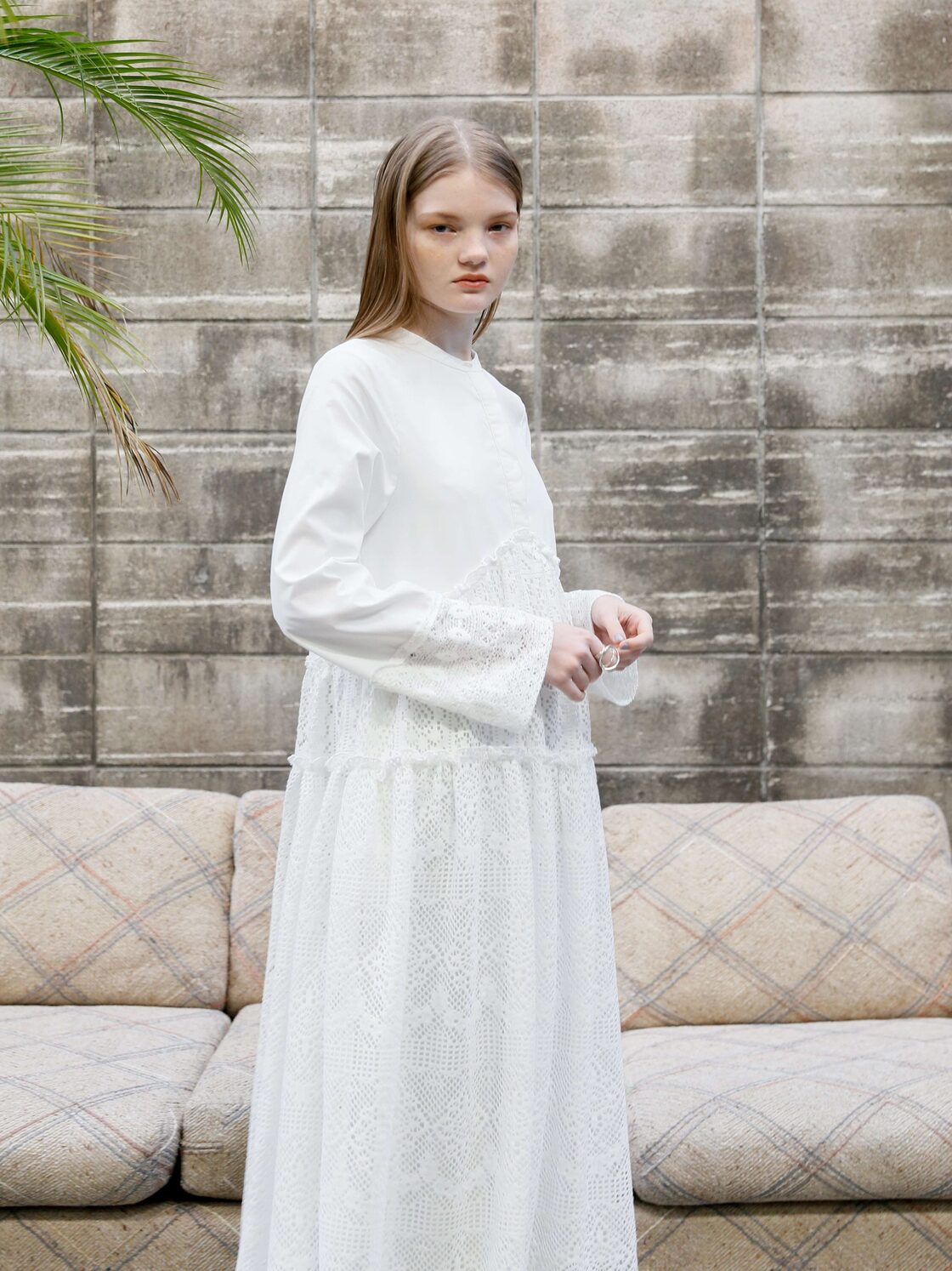 lace band collar tiered onepiece | PAY ID