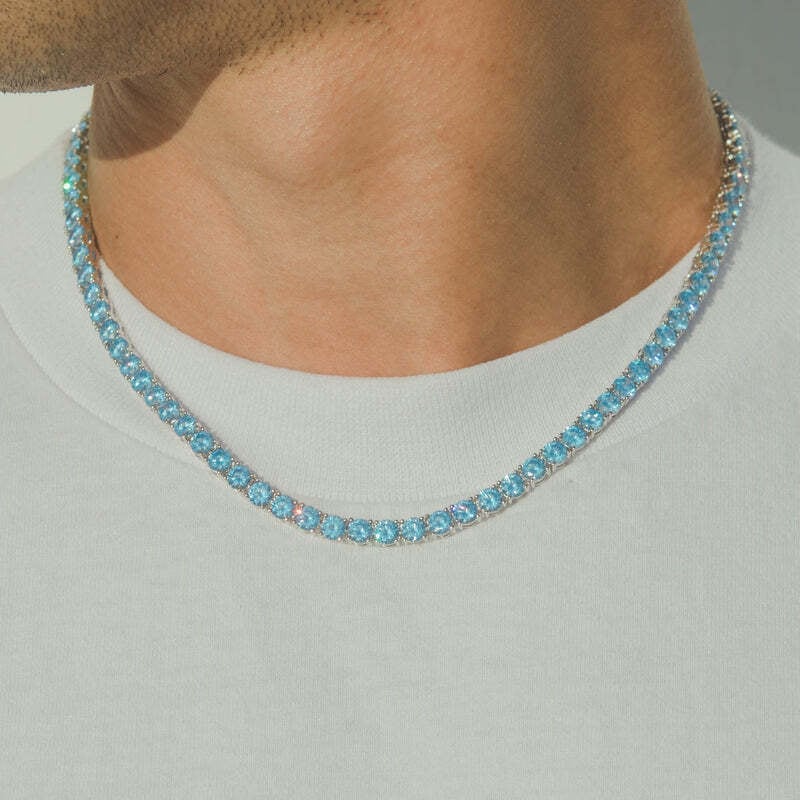 Luxury Tennis Necklace 【4mm / BLUE】 | Glitter