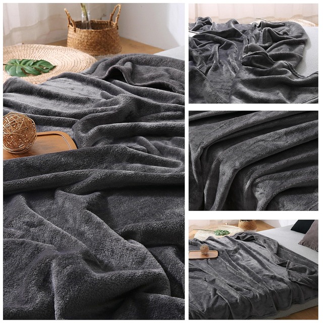 HATOHOME あったか毛布 冷房対策 フランネルマイクロファイバー オールシーズン ブランケット 抗菌 防臭 やわらか 暖かい 洗える 静電防止加工 ふんわり もうふ 吸湿発熱 なめらか グレー シングル 140x200cm