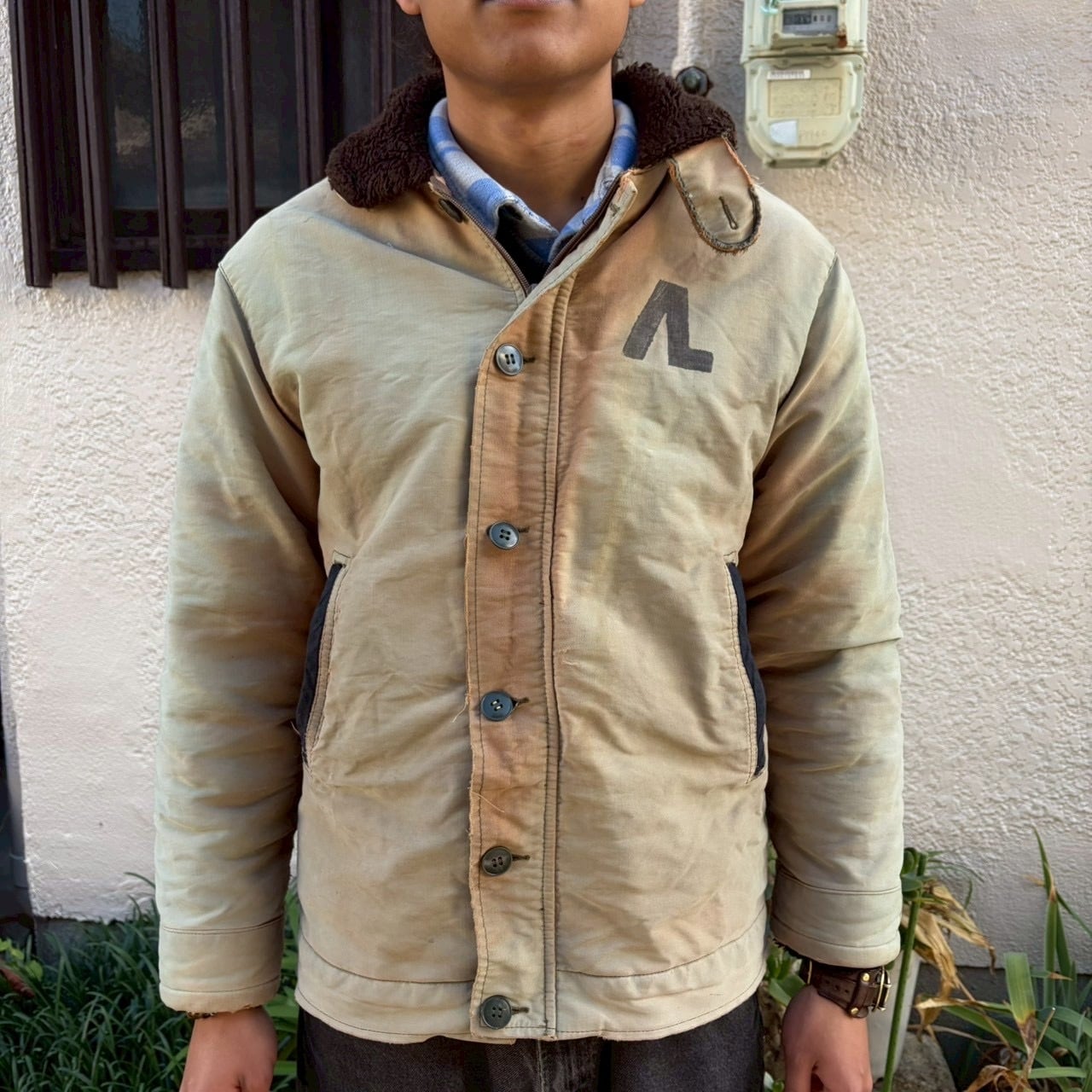 雰囲気抜群 70s フランス軍 実物 N-1 デッキジャケット 鬼フェード