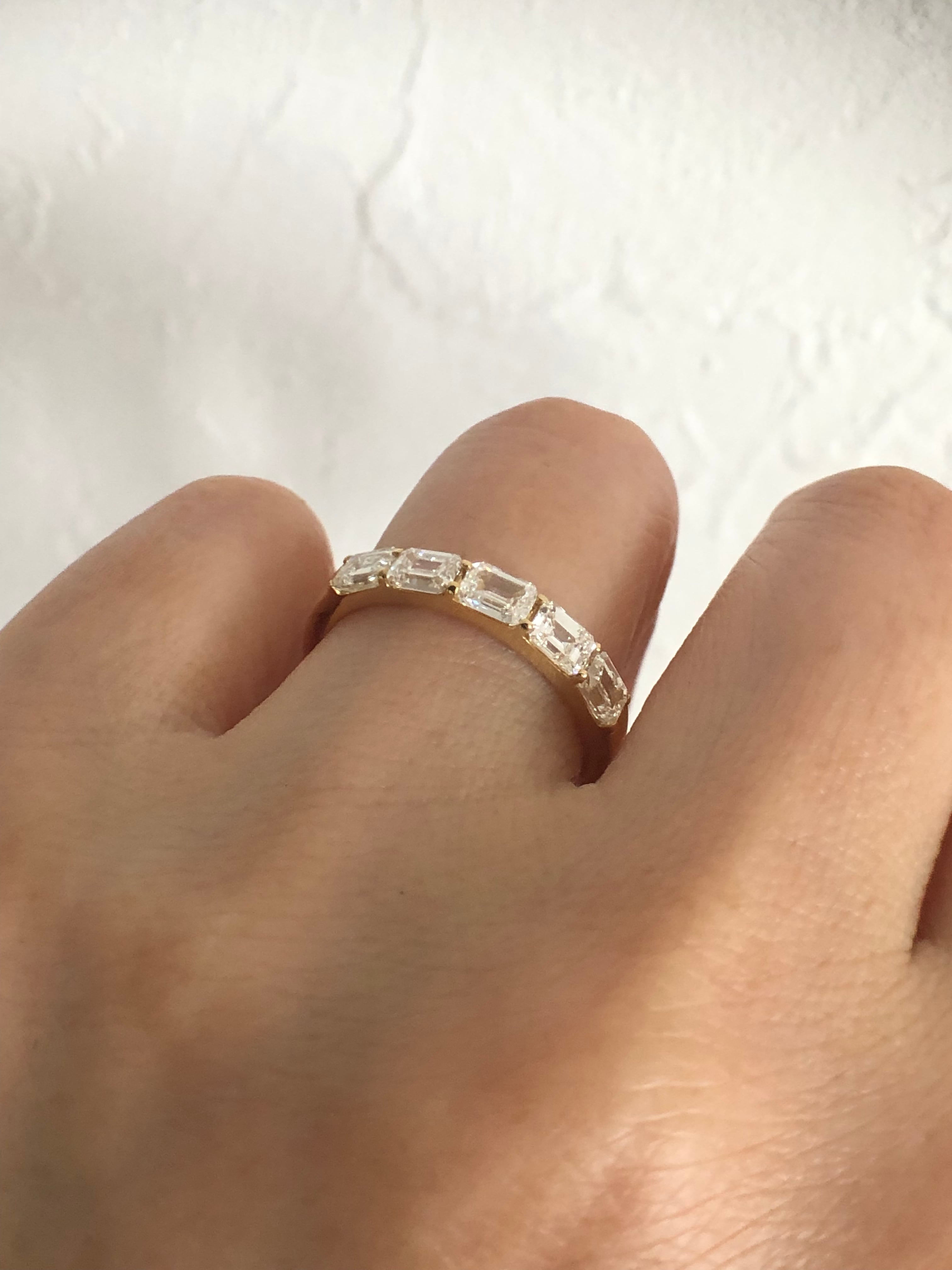 エメラルドカット ダイヤモンド ハーフエタニティリング 1.00ct K18