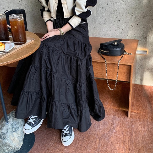 tiered long skirt　10154