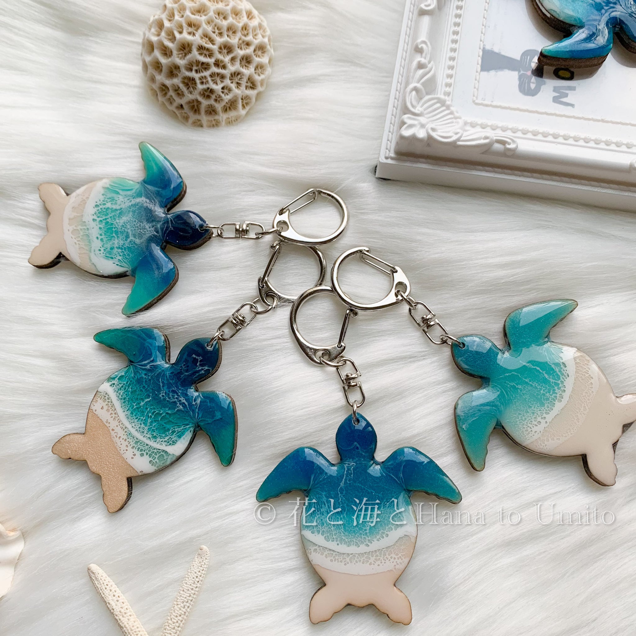 受注制作＊ホヌの海色キーホルダー✳︎海レジンアート オーシャン  