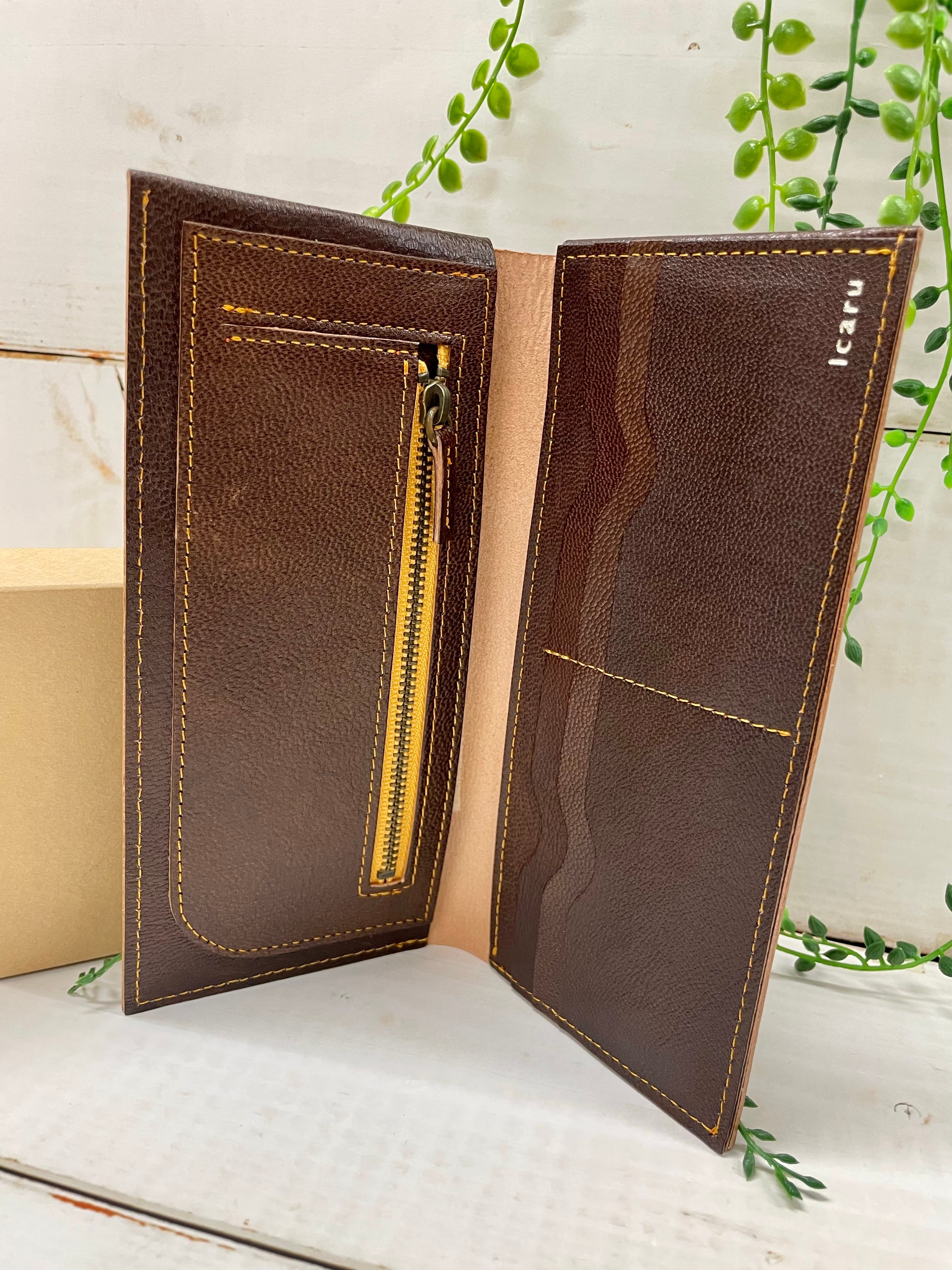 送料無料】 Icaru レザー長財布(ブラウン) | おくりもの屋ショップ