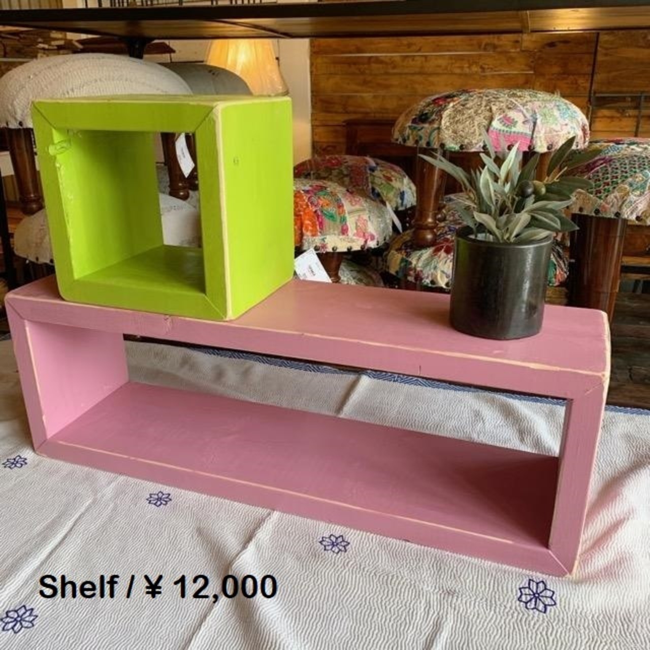 TOPANGA Furniture　カラフルウッドボックス　Lサイズ/ピンクA