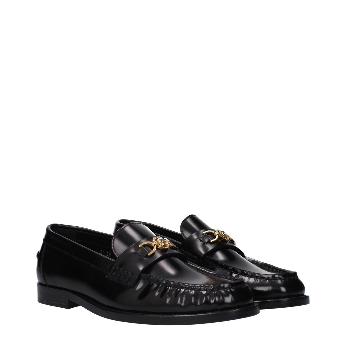 VERSACE ヴェルサーチ レディース ローファー レザー ブラック