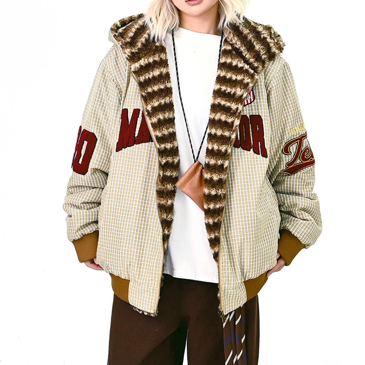 レトロカレッジリバーシブルボアブルゾン R01259