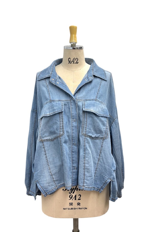 【ayane '26 spring】シアーデニムショート丈シャツ