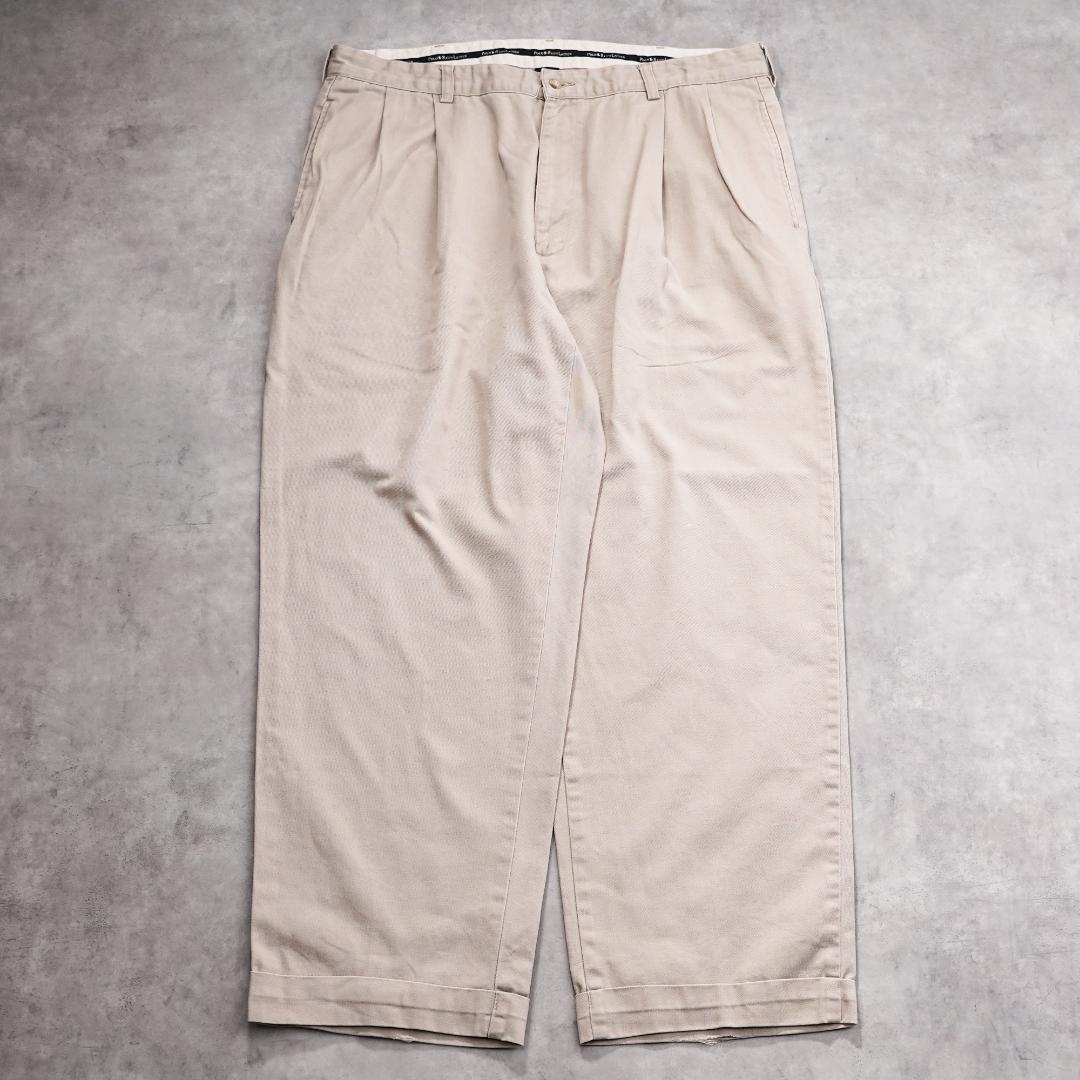 ポロラルフローレン W38 ポロチノ チノパン 古着 90s タック 22030