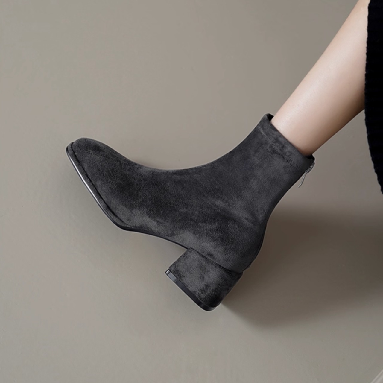 スクエアトゥ アンクル丈 ショートブーツ 00077・画像9