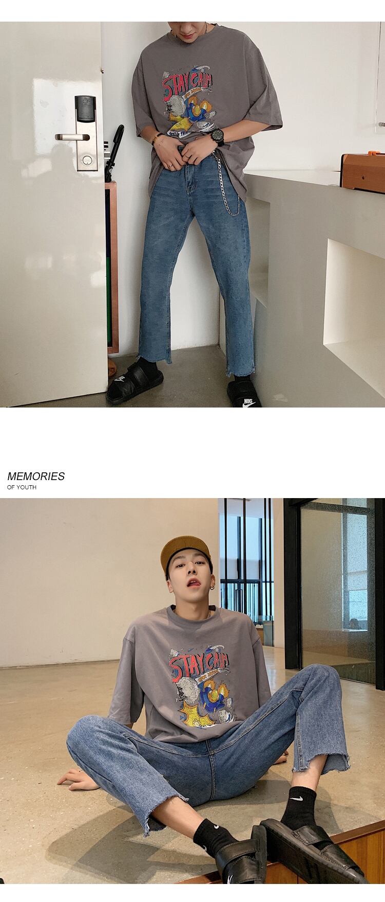 全3色 Tシャツ カットソー プリント カジュアル シンプル