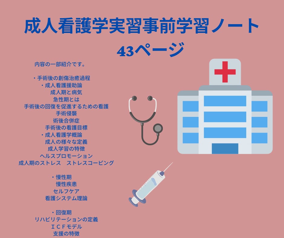 成人看護学実習事前学習ノート 43ページ | czynotebook
