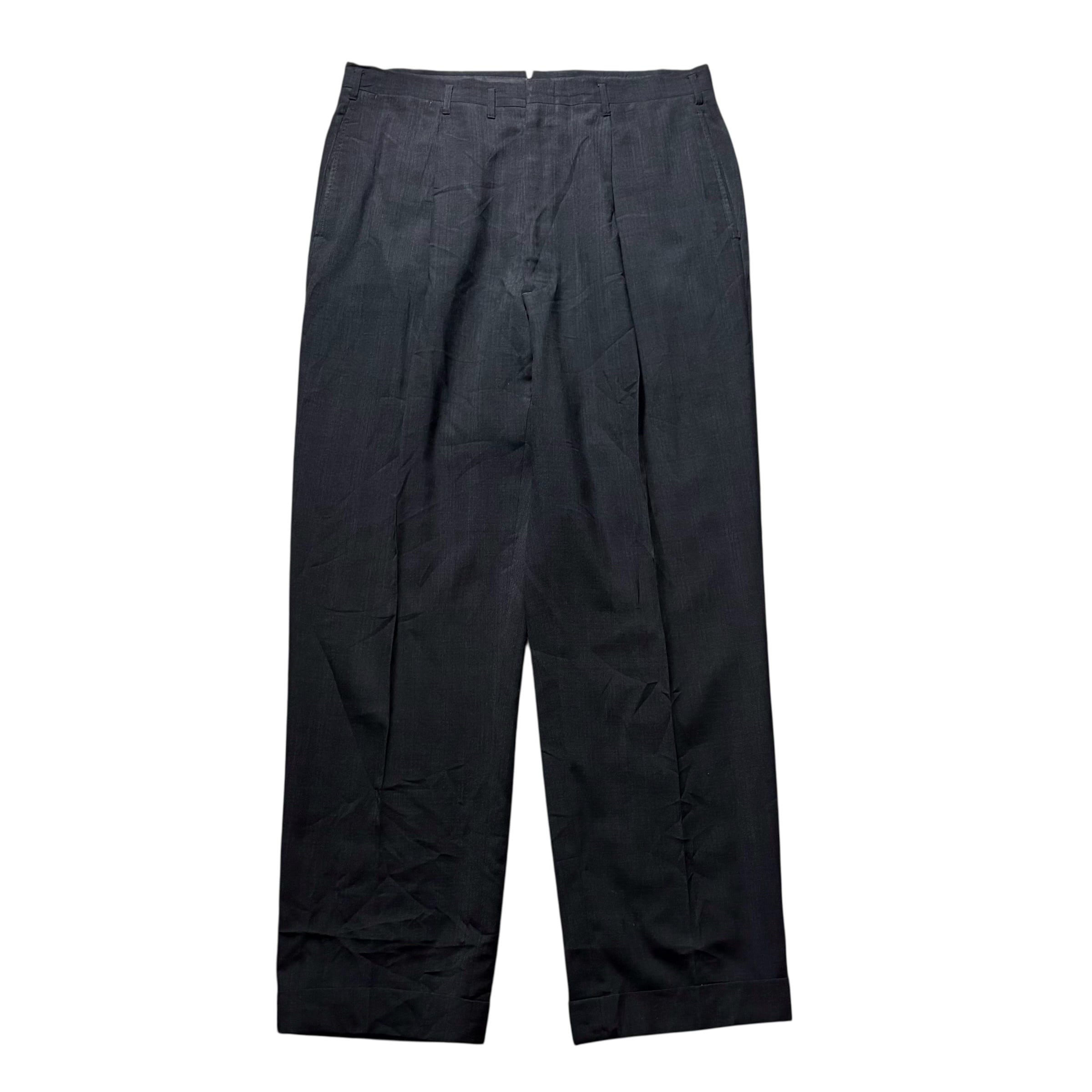 vintage 1950's side pleated rayon gabardine slacks | NOIR ONLINE