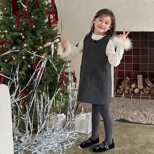 春リボンデザイン水玉柄スパンコールドレス