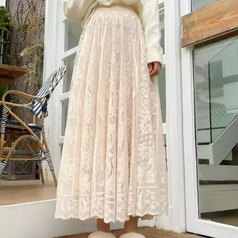 ヴィンテージレースロングスカート