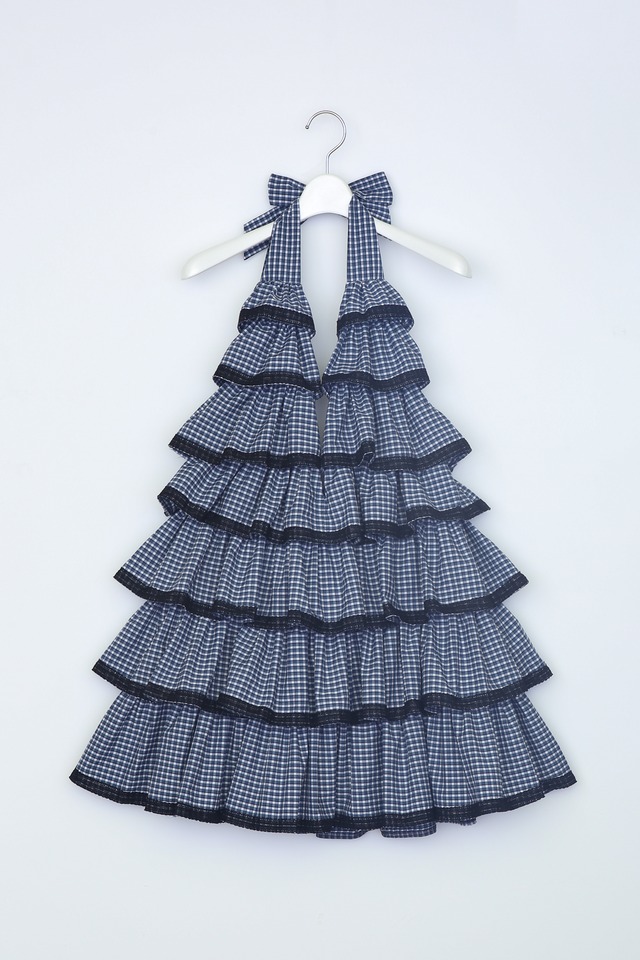 Check frill dress