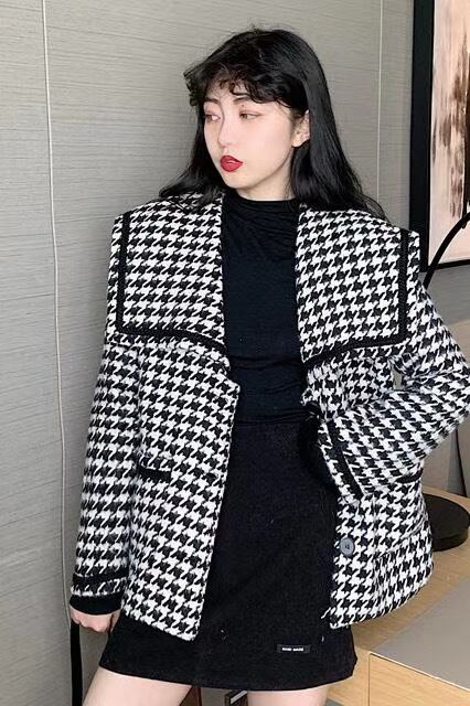 セーラーカラー千鳥柄ジャケット