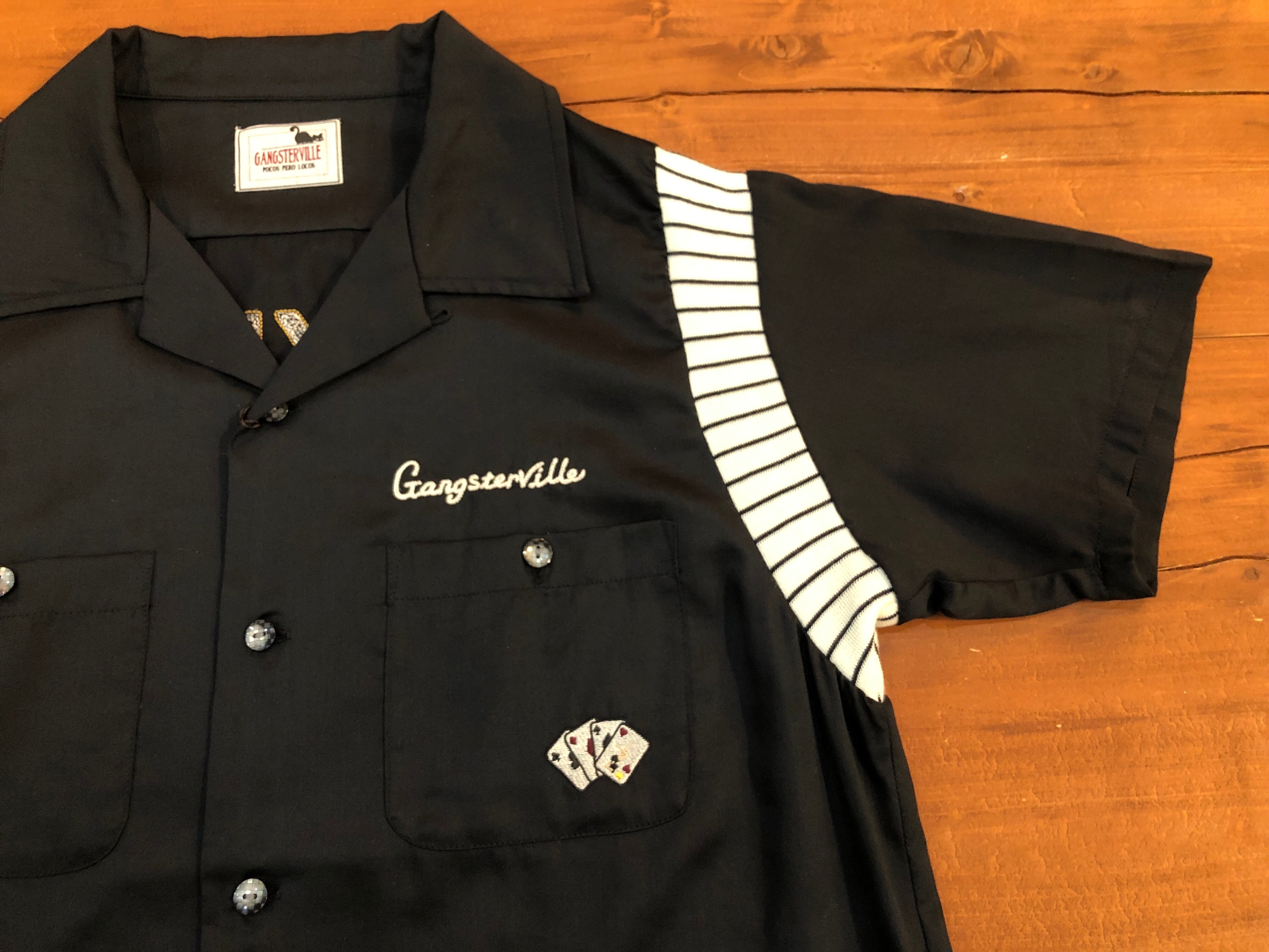 GANGSTERVILLE】JACKPOTS - S/S BOWLING SHIRTS (BLACK) ギャング