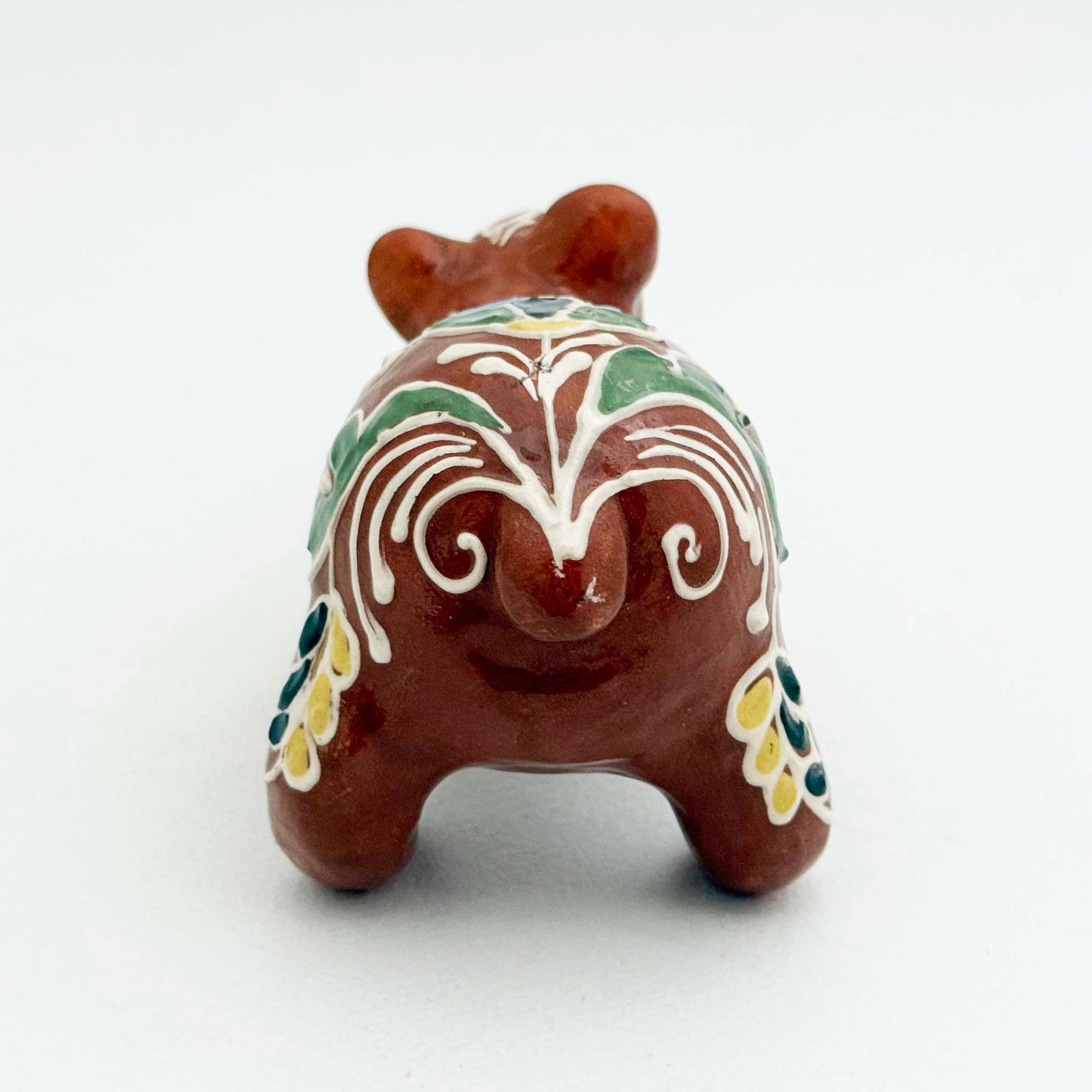 ウクライナ産  オピシュニャ土人形（クマ 茶 / 青い花）