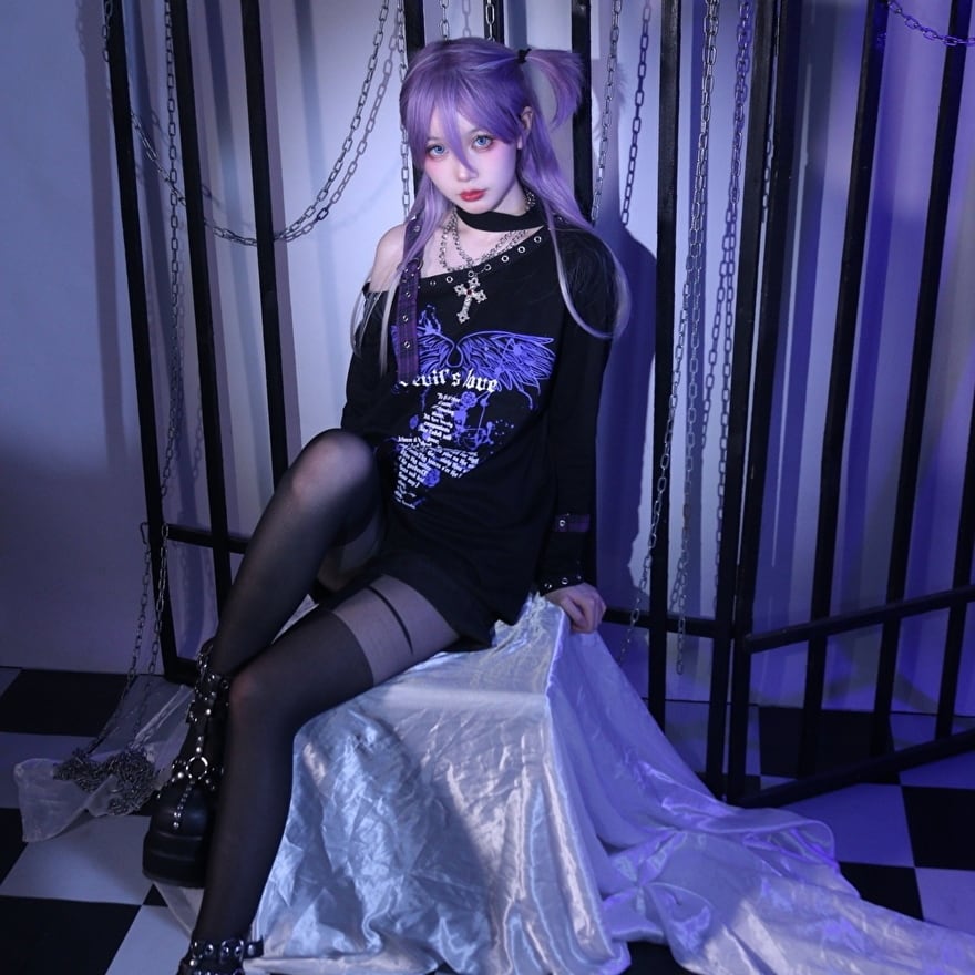 SEASONZ 長袖Tシャツ ワンショル ストラップベルト チョーカー