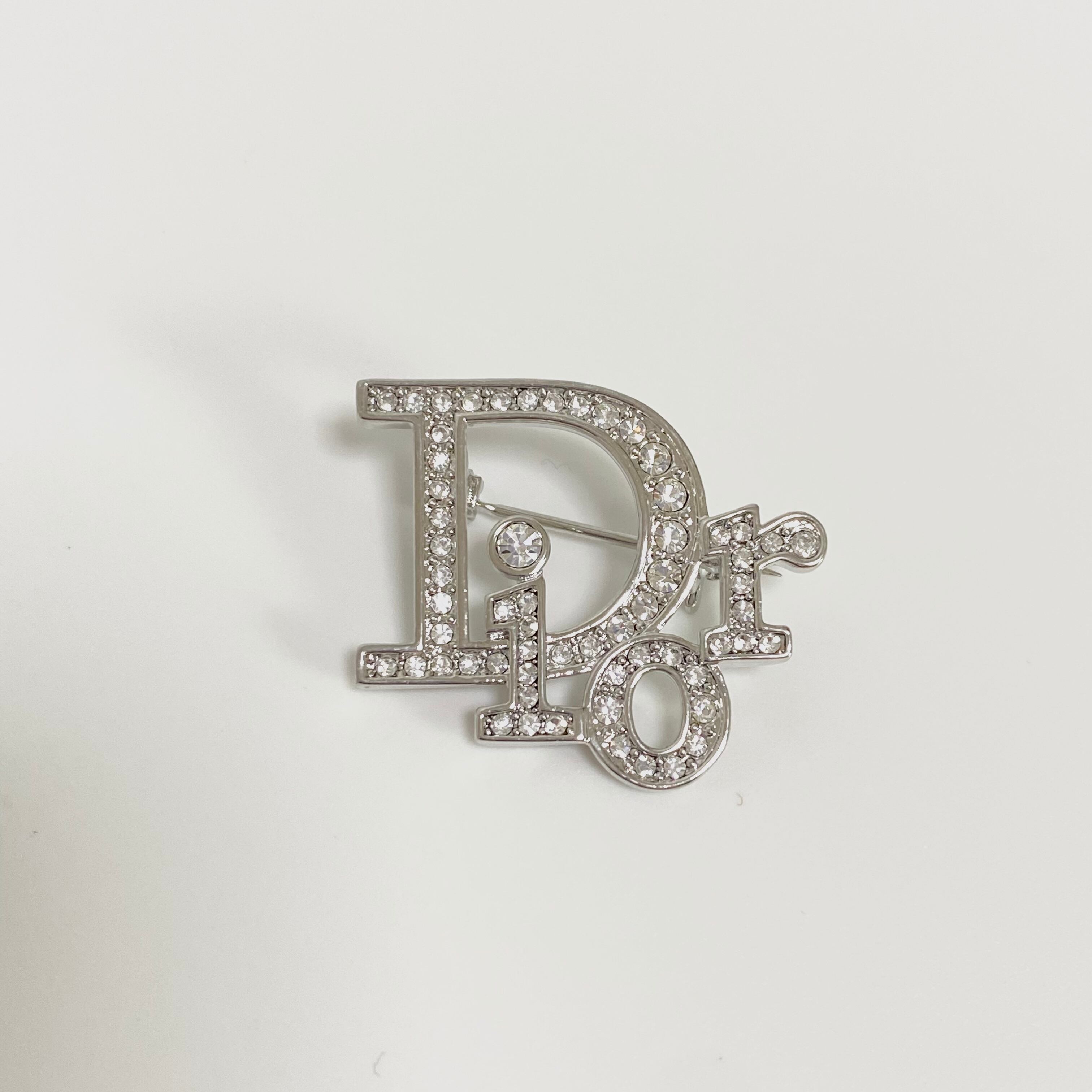 【美品】Christian Dior ブローチ リボン CD シルバー