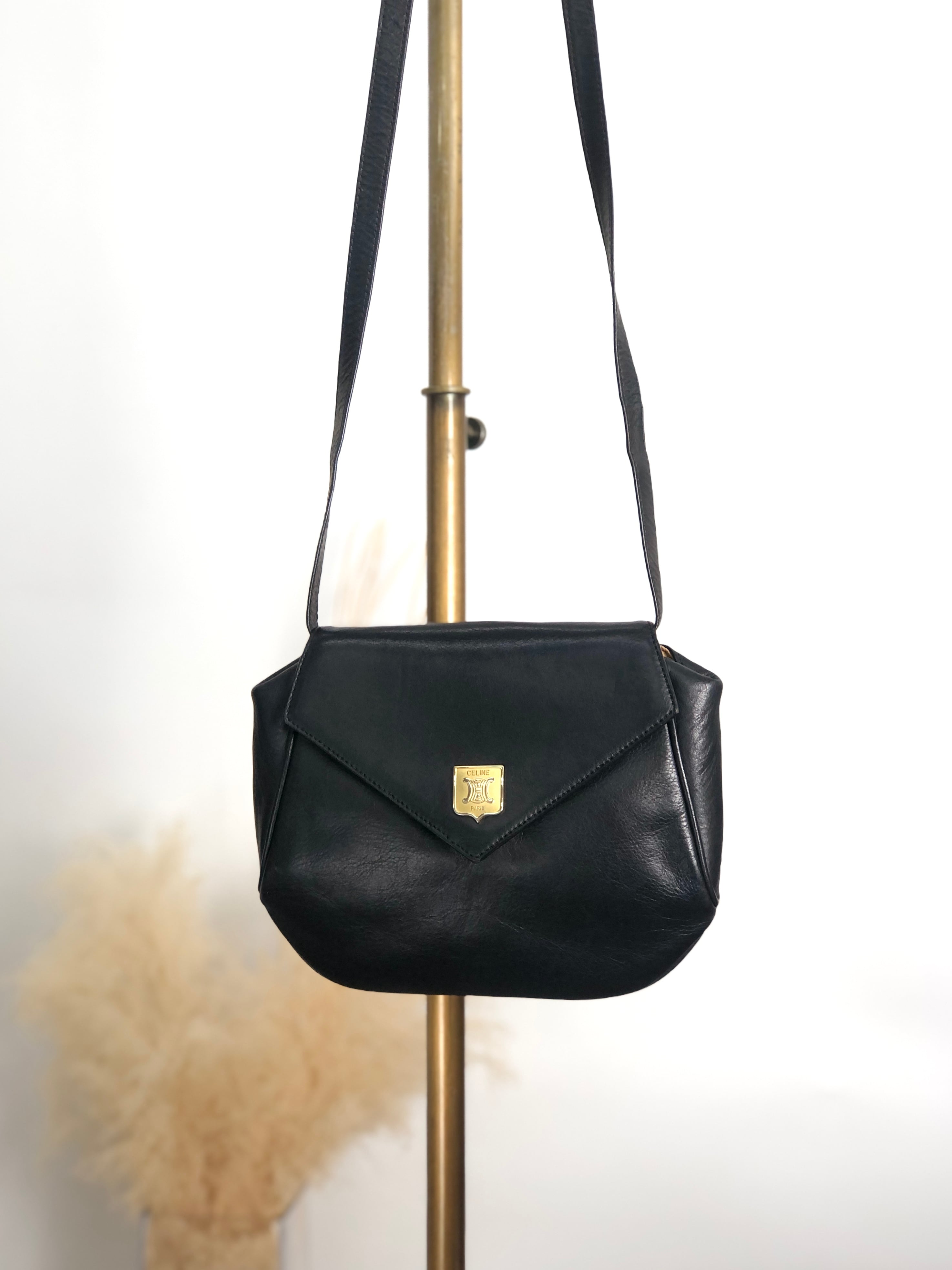 CELINE セリーヌ ショルダーバッグ ブラック ブラゾン レザー vintage ヴィンテージ オールド cfz6hr