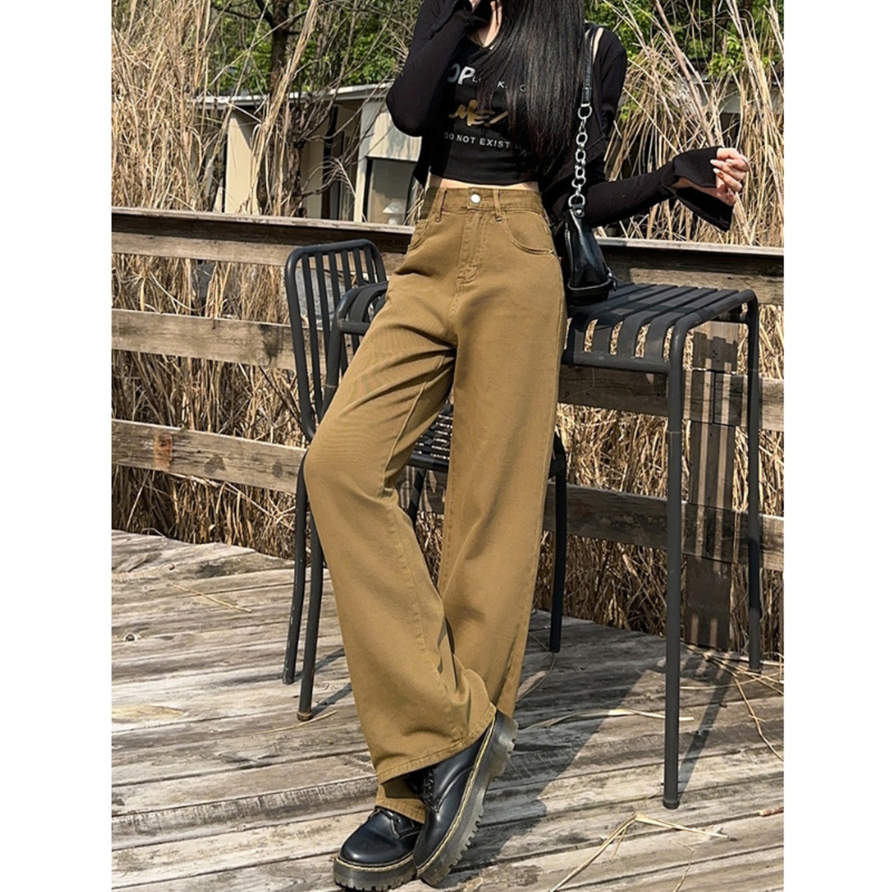 ワイドレッグカラーデニムパンツ 5color W01197