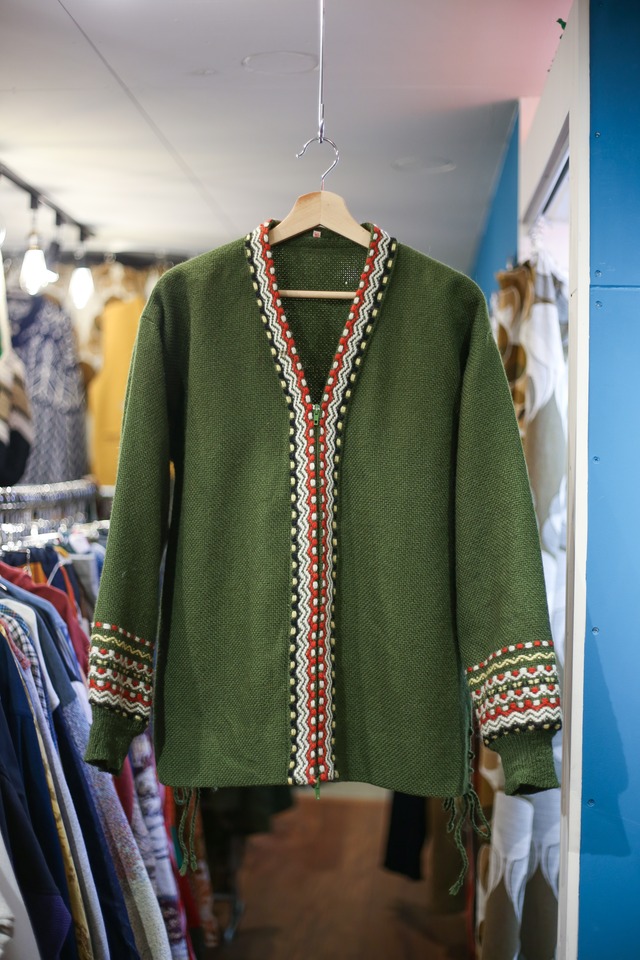 Euro ethnic design double zipper knit cardigan