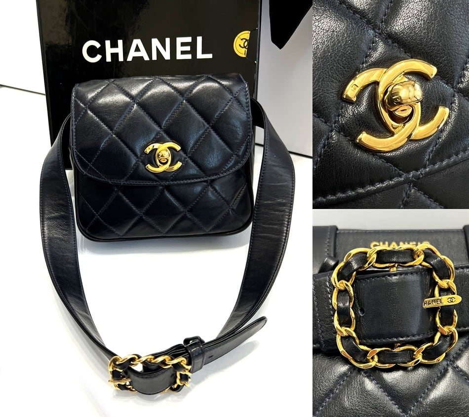 CHANEL ヴィンテージ シャネル ミニ マトラッセ ウエストバッグ クロス