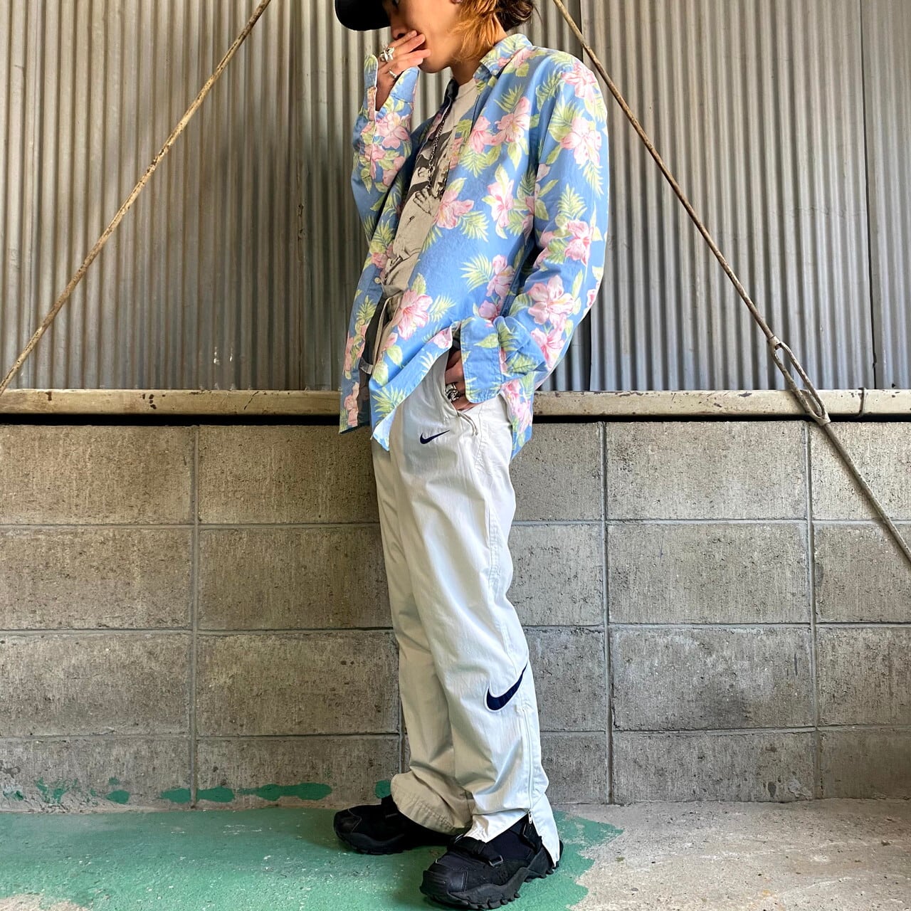 RALPH LAUREN ラルフローレン 長袖 ハイビスカス 花柄 総柄シャツ