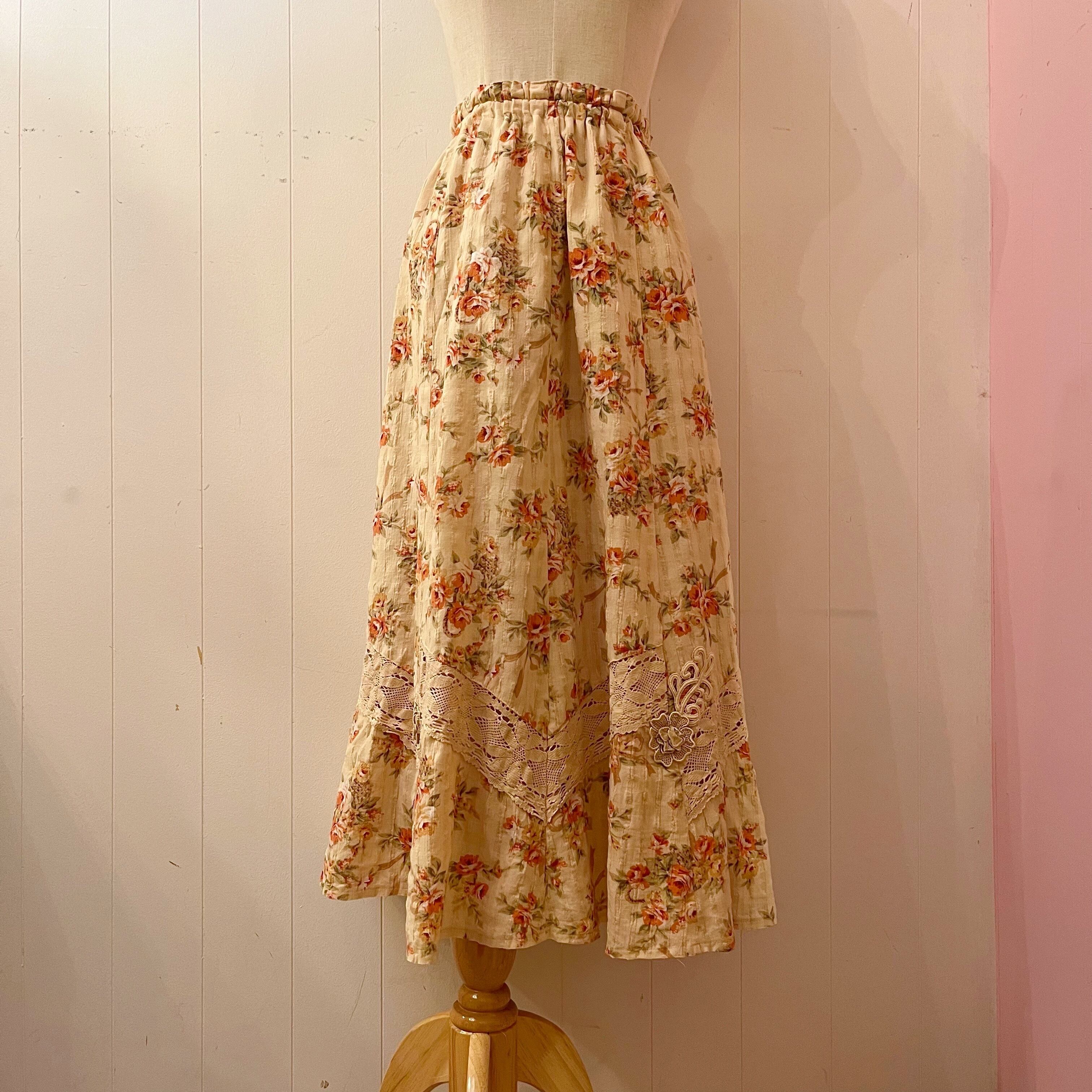 flower lace rose gather skirt