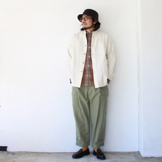 HAVERSACK コットンリネンヘリンボーンBCシャツ C/L Herringbone Band