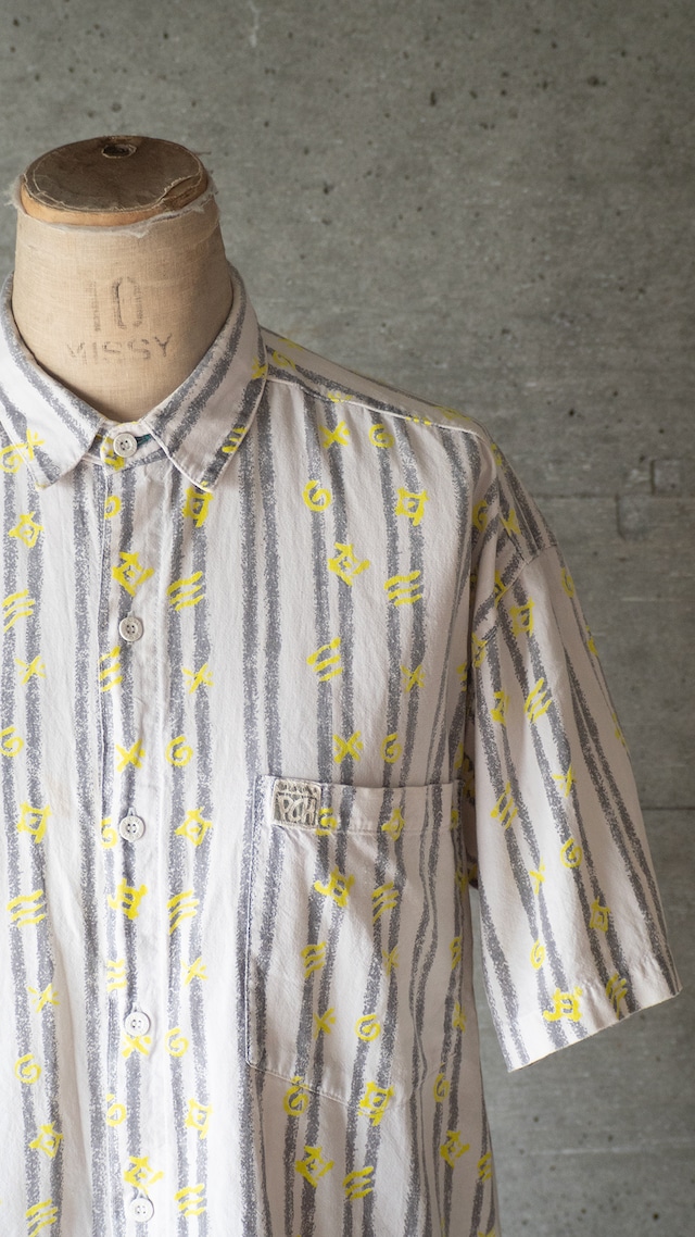 "PCH" 1990s Abstract symbol stripe shirt