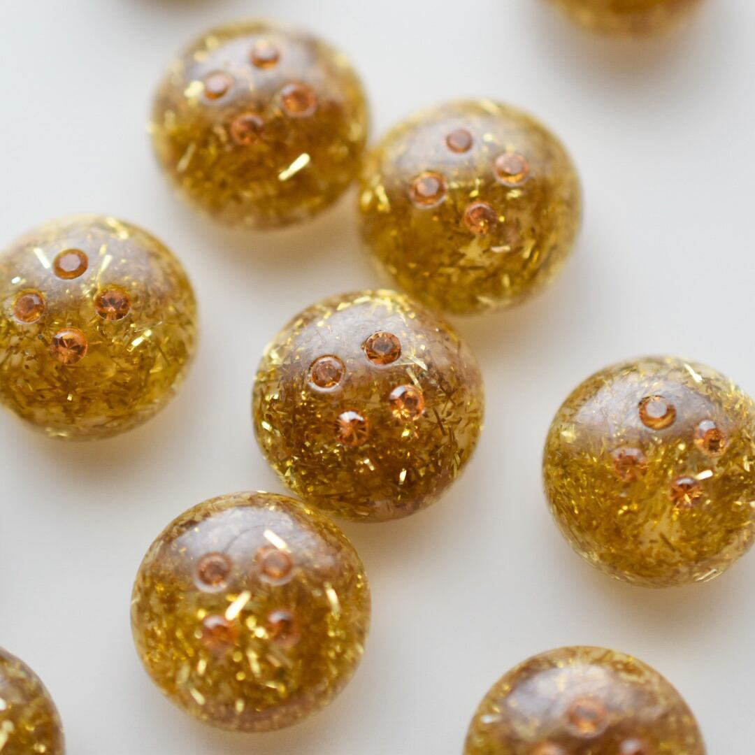 4粒オレンジラインストーン×ゴールドグリッター 11.5㎜