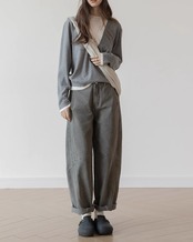 Fake layered Knit T20283