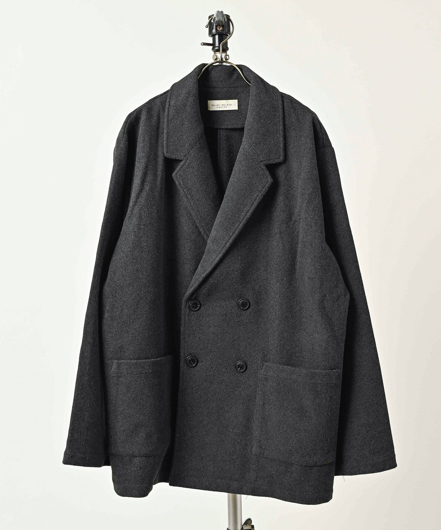 many men many mind Melton Jersey Oversized Double-Breasted Jacket (GRY) M2623040