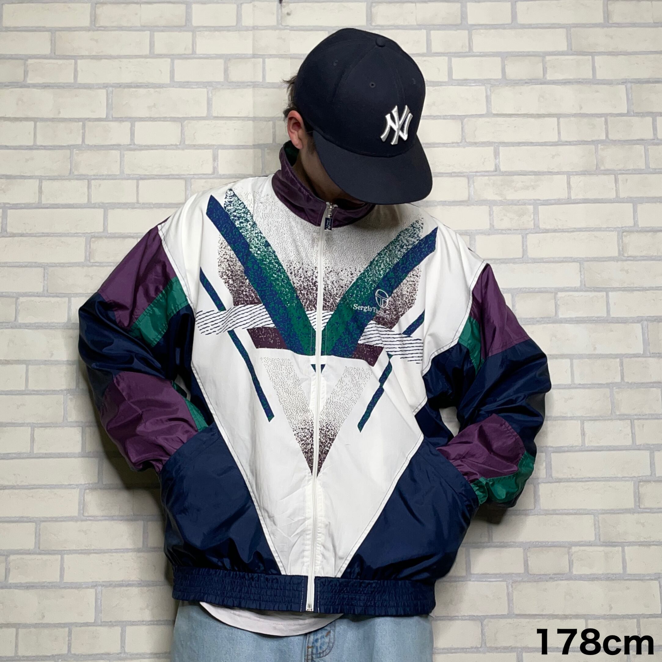 Sergio Tacchini ナイロンジャケット XL 100%ナイロン フルジップ 